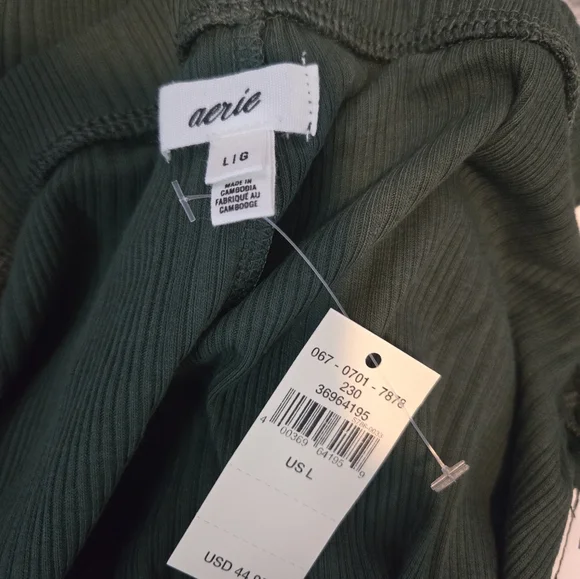 NWT Aerie Ribbed Ankle Flare Pants Green Size Large - Picture 6 of 6